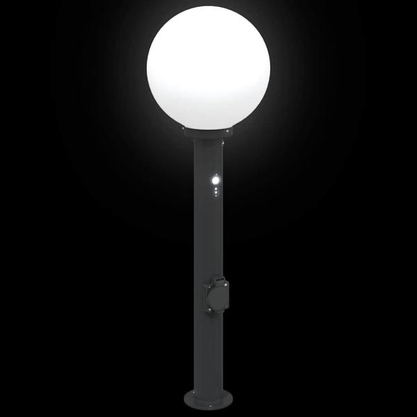 Pollerleuchte mit Sensor und Steckdose 80 cm Schwarz IP44