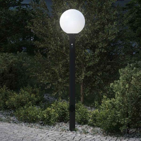 ARDEBO.de - Pollerleuchte mit Sensor und Steckdose 120 cm Schwarz IP44