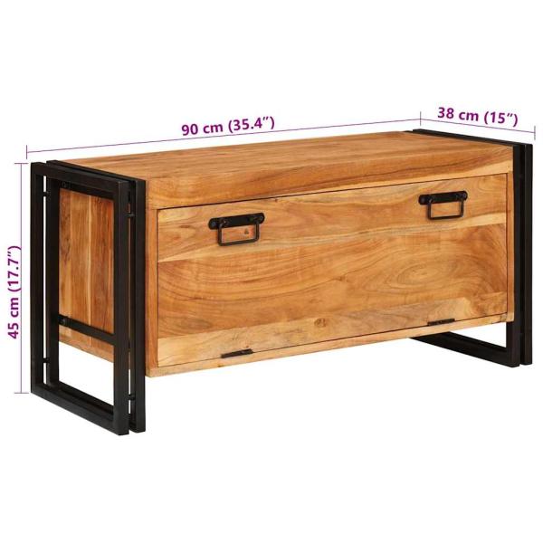 Schuhschrank mit Regal Braun 90 x 38 x 45 cm Akazie Massivholz