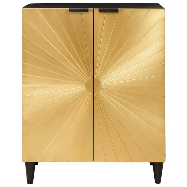 Sideboard Schwarz und Gold 60 x 33 x 75 cm massives Mangoholz