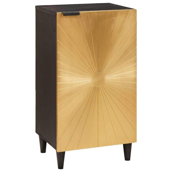 ARDEBO.de - Sideboard Schwarz und Gold 40 x 33 x 75 cm massives Mangoholz
