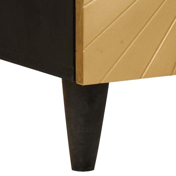 Sideboard Schwarz und Gold 40 x 33 x 75 cm massives Mangoholz