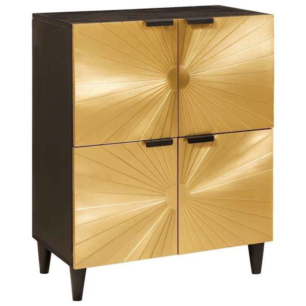 ARDEBO.de - Beistellschrank mit Speicher Schwarz und Gold 60 x 33.5 x 75 cm
