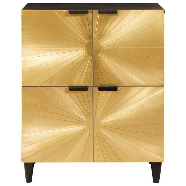 Beistellschrank mit Speicher Schwarz und Gold 60 x 33.5 x 75 cm