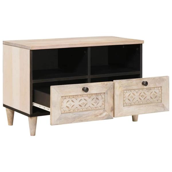 TV-Schränk mit Regal Weiß 70 x 33 x 46 cm massives Mangoholz