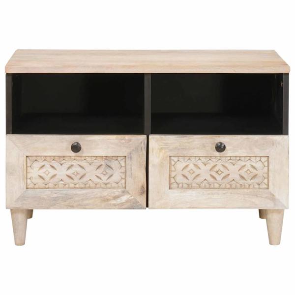 TV-Schränk mit Regal Weiß 70 x 33 x 46 cm massives Mangoholz