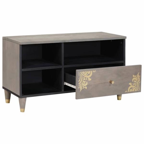 TV-Schränk Grau und Gold 80 x 33.5 x 46 cm Massivholz Mango