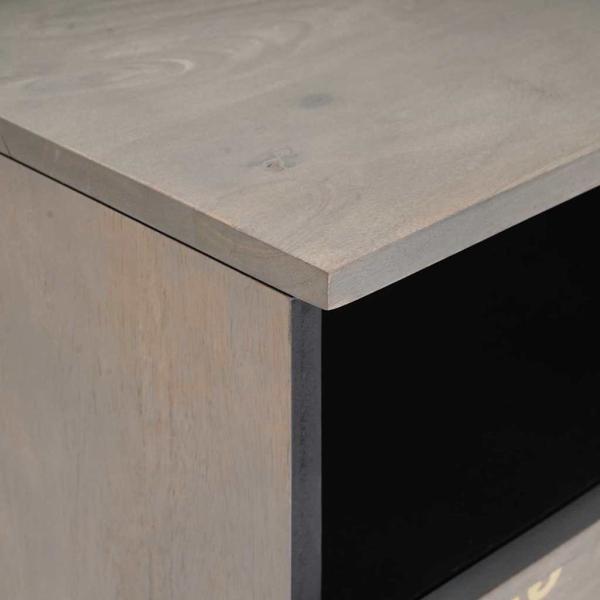 TV-Schränk Grau und Gold 80 x 33.5 x 46 cm Massivholz Mango