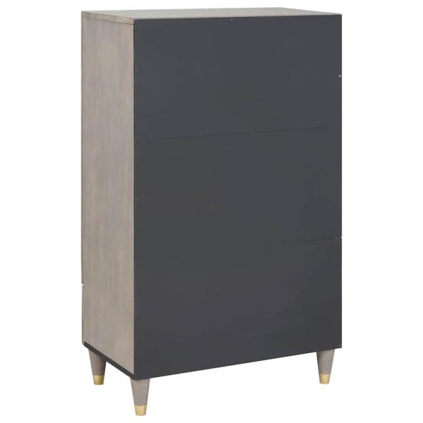 Hochboard Grau und Gold 60 x 33.5 x 100 cm Massivholz Mango