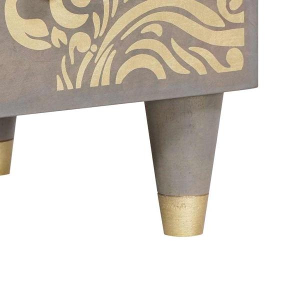 Hochboard Grau und Gold 60 x 33.5 x 100 cm Massivholz Mango