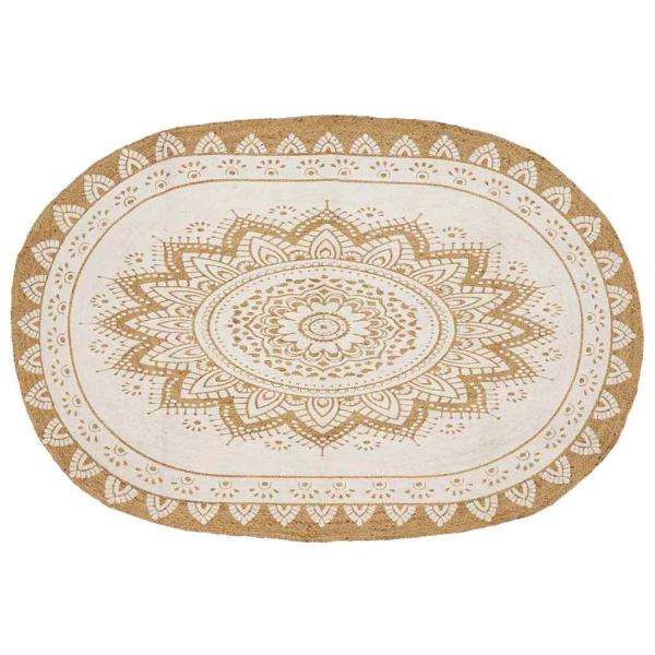 ARDEBO.de - Bereichsteppiche Floral Natur mit weißem Druck 205 x 305 cm