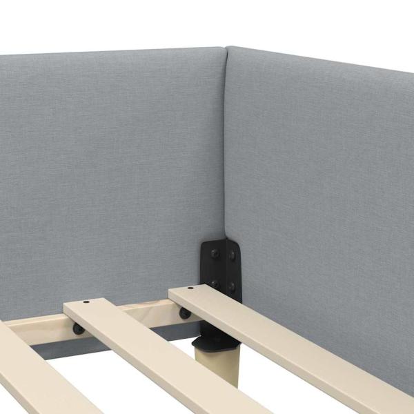 Eckbettgestell Hellgrau 90 x 190 cm Stoff und Werkstoffholz