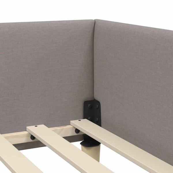 Eckbettgestell Taupe 100 x 200 cm Stoff und Werkstoffholz