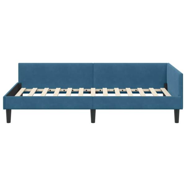 Eckbettgestell Blau 80 x 200 cm Samt und Engineered Holz