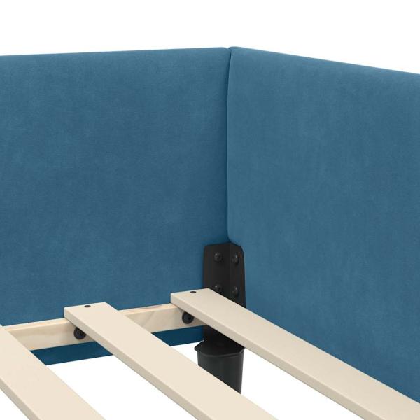 Eckbettgestell Blau 80 x 200 cm Samt und Engineered Holz
