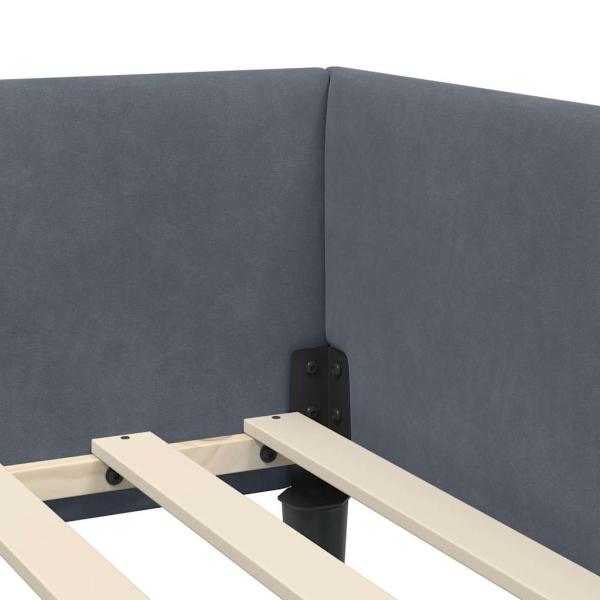 Eckbettgestell mit Kopfteil Dunkelgrau 80 cm x 200 cm Samt