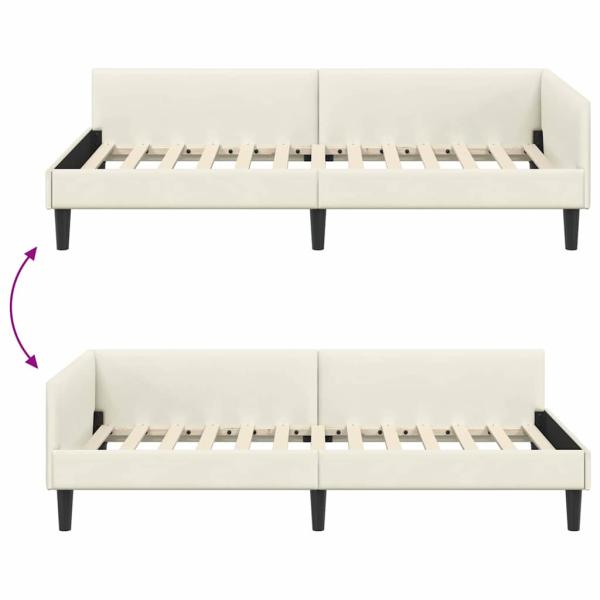 Eckbettgestell Creme 80 x 200 cm Samt und Engineered Holz