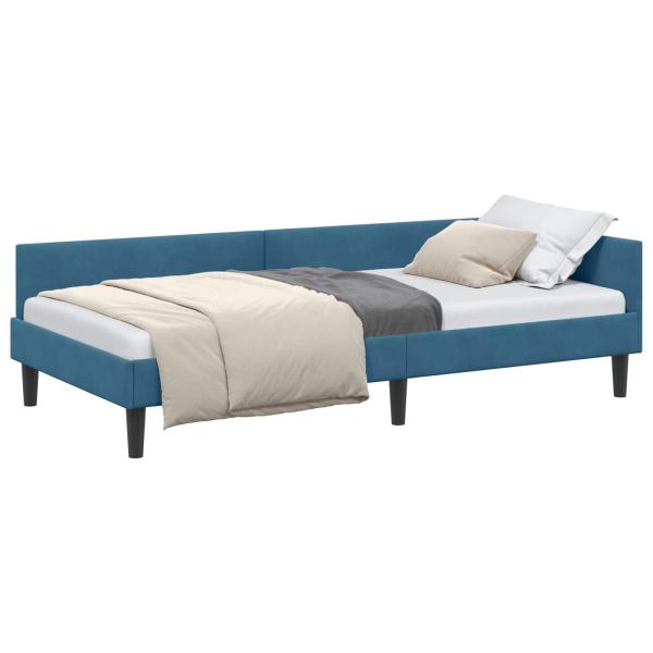 Eckbettgestell Blau 90 x 190 cm Samt
