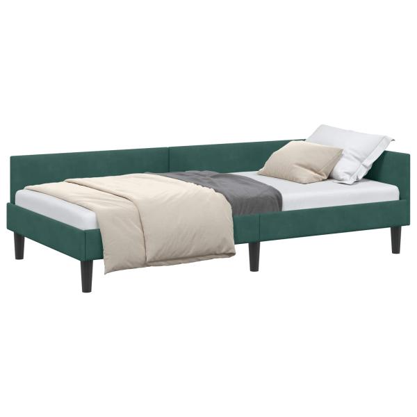 ARDEBO.de - Eckbettgestell Dunkelgrün 90 x 190 cm Samt und Engineered Holz