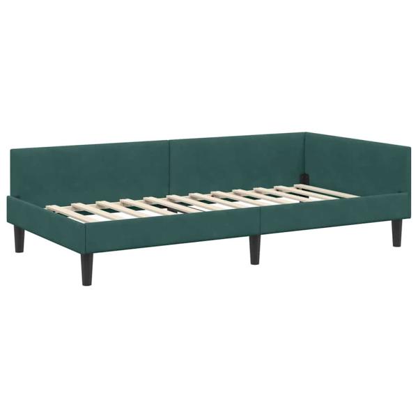 Eckbettgestell Dunkelgrün 90 x 190 cm Samt und Engineered Holz