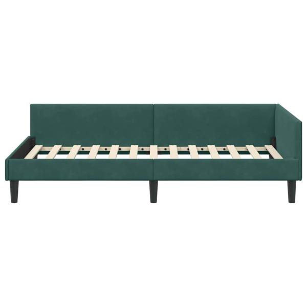 Eckbettgestell Dunkelgrün 90 x 190 cm Samt und Engineered Holz