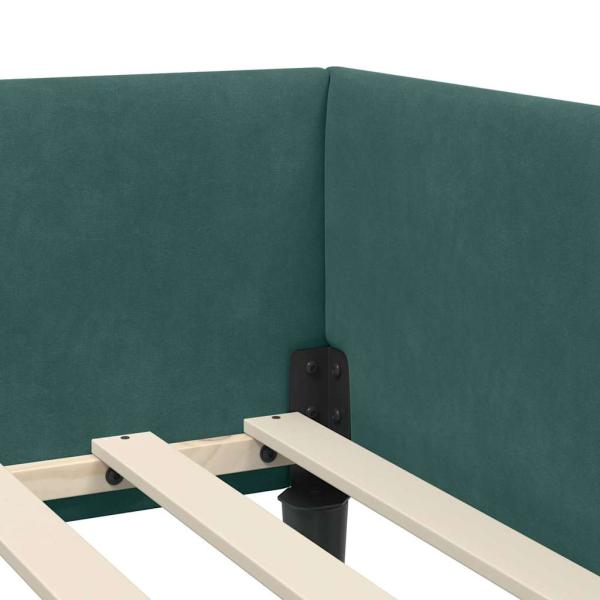 Eckbettgestell Dunkelgrün 90 x 190 cm Samt und Engineered Holz