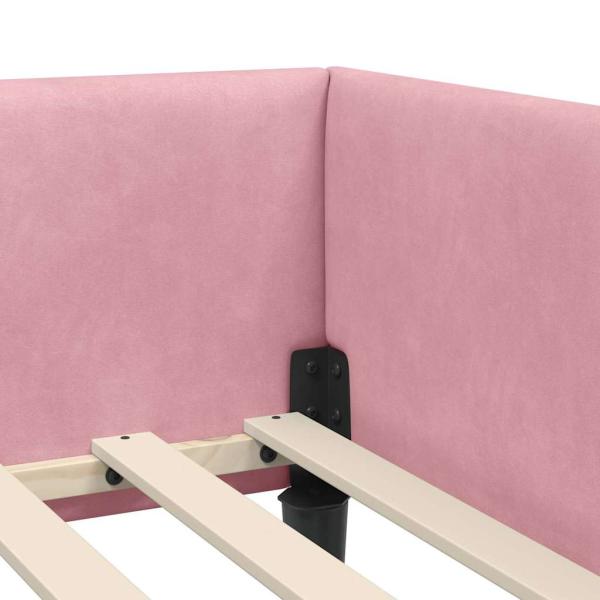 Eckbettgestell Rosa 90 x 190 cm Samt und Engineered Holz