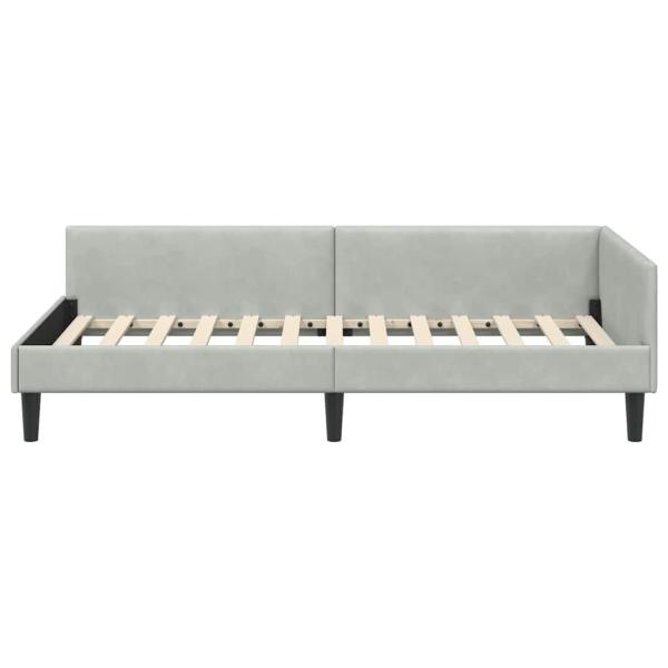 Eckbettgestell mit Kopfteil Hellgrau 100 cm x 200 cm Samt