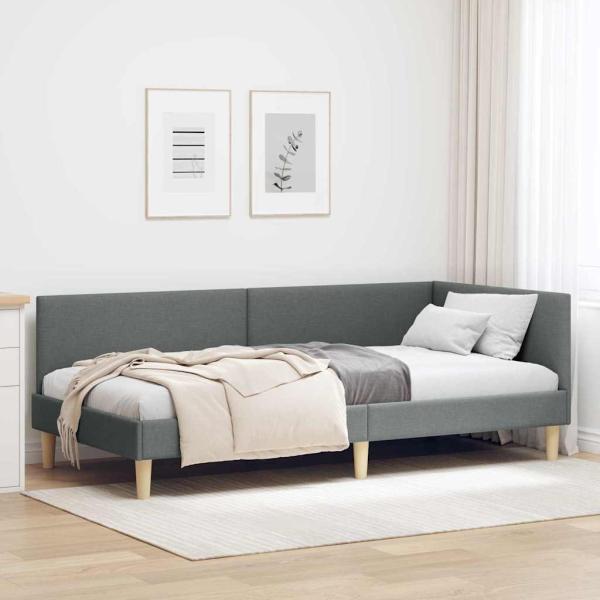 ARDEBO.de - Eckbettgestell Sonstiges mit Kopfteil Dunkelgrau 80 x 200 cm