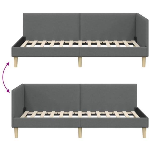 Eckbettgestell Sonstiges mit Kopfteil Dunkelgrau 80 x 200 cm