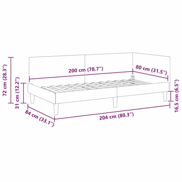 Eckbettgestell Blau 80 x 200 cm Stoff und beschichtetes Holz