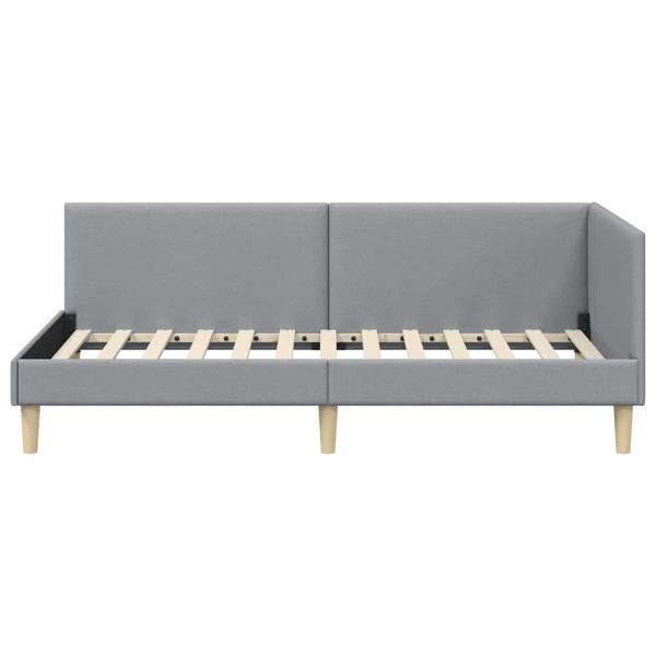 Eckbettgestell Hellgrau 90 cm x 190 cm Stoff und Sperrholz