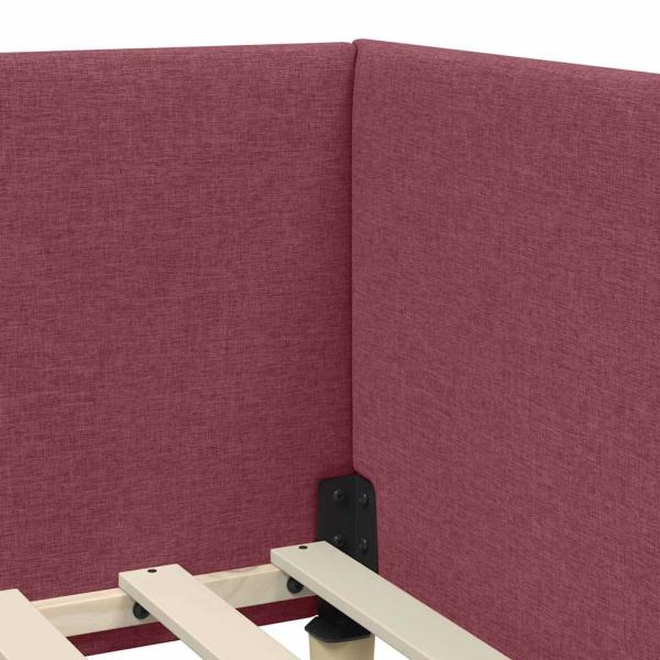 Eckbettgestell Weinrot 90 x 190 cm Stoff und beschichtetes Holz