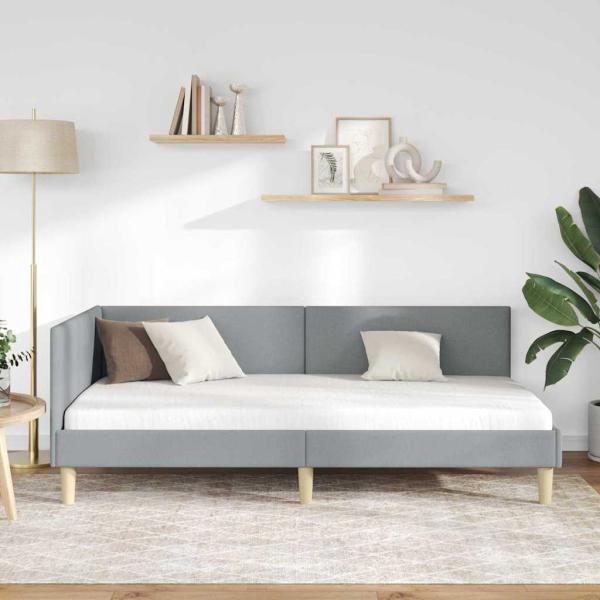 Eckbettgestell Sonstiges mit Kopfteil Hellgrau 100 x 200 cm