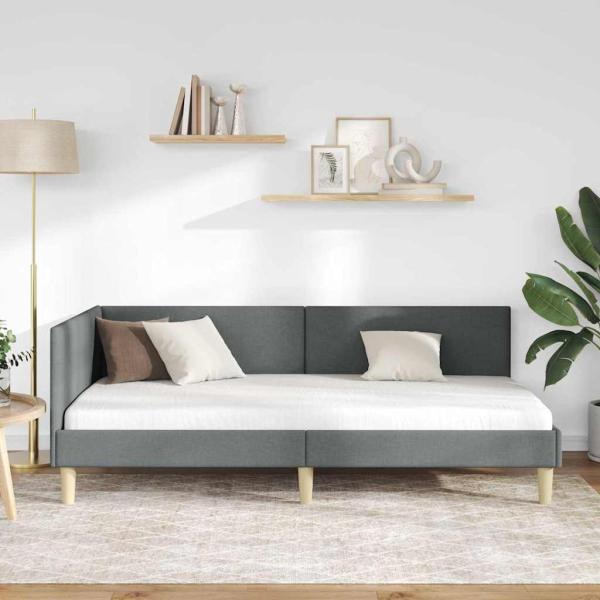 Eckbettgestell Sonstiges mit Kopfteil Dunkelgrau 100 x 200 cm