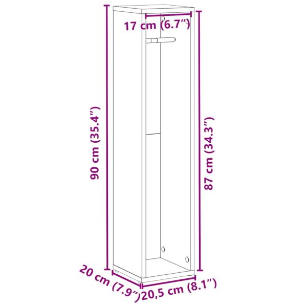 Badezimmerschrank mit Rollenhalter Betongrau 20,5x20x90 cm