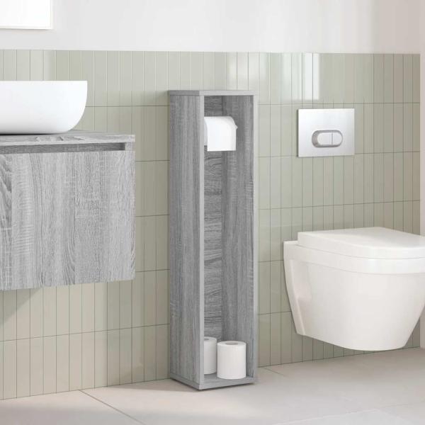 Badezimmerschrank mit Rollenhalter Grau Sonoma 20,5x20x90 cm