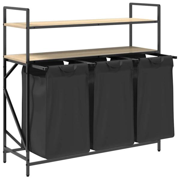 Wäschekorb 3 Fächer mit Ablagen Sonoma Eiche