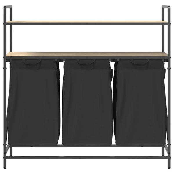 Wäschekorb 3 Fächer mit Ablagen Sonoma Eiche