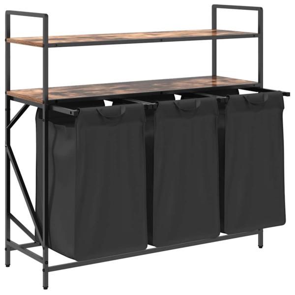 Wäschekorb 3 Fächer mit Ablagen Räuchereiche