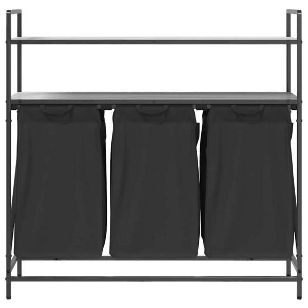 Wäschekorb 3 Fächer mit Ablagen Grau Sonoma