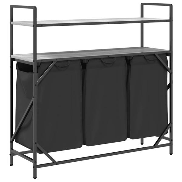 Wäschekorb 3 Fächer mit Ablagen Grau Sonoma