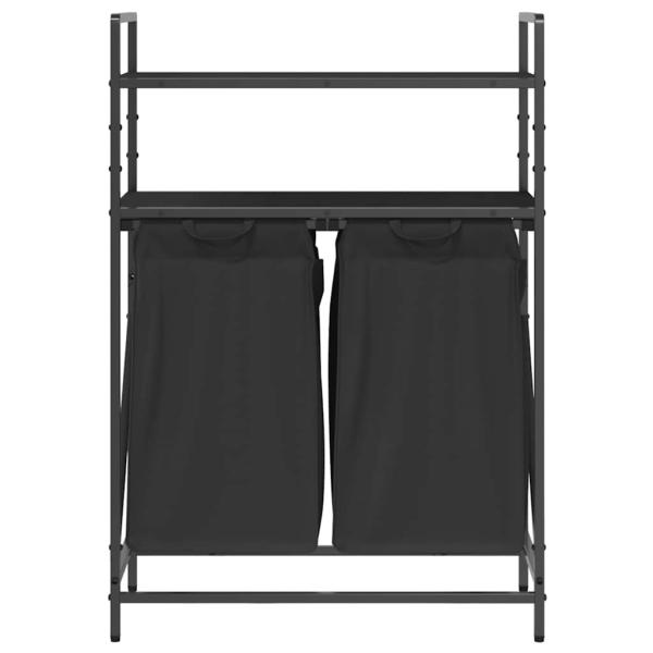 Wäschekorb 2 Fächer mit Ablagen Schwarze Eiche