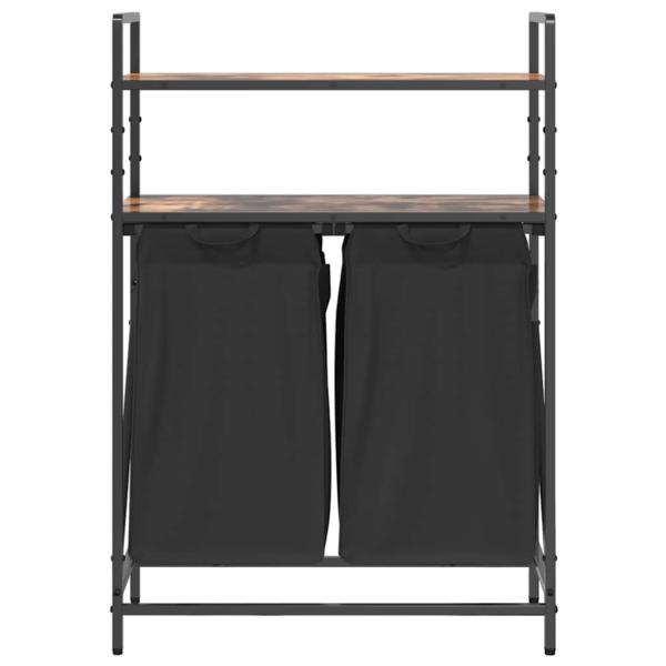 Wäschekorb 2 Fächer mit Ablagen Räuchereiche