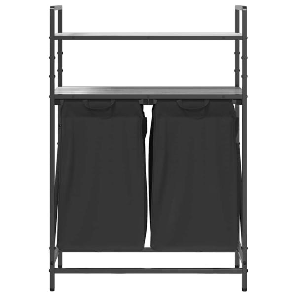 Wäschekorb 2 Fächer mit Ablagen Grau Sonoma