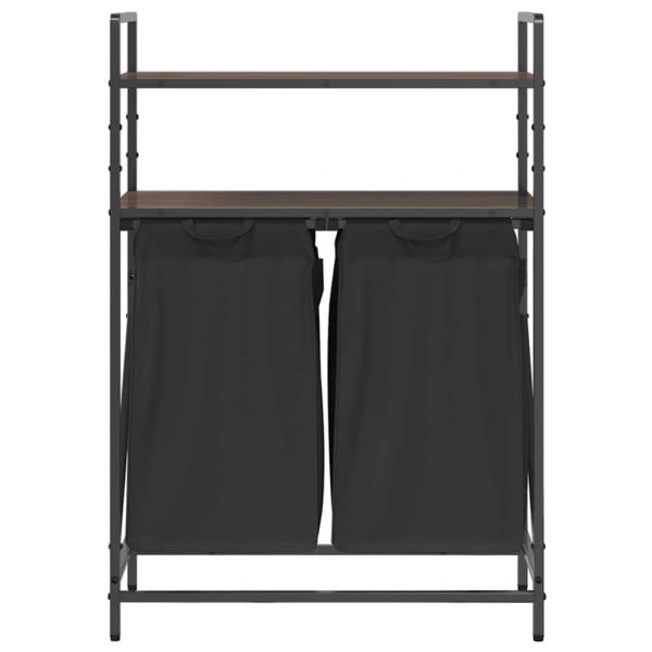 Wäschekorb 2 Fächer mit Ablagen Braune Eiche