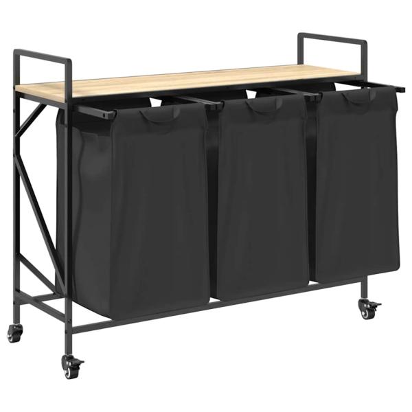 Wäschekorb 3 Fächer mit Rollen Sonoma Eiche