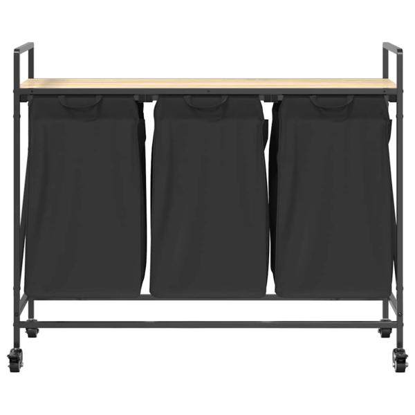 Wäschekorb 3 Fächer mit Rollen Sonoma Eiche