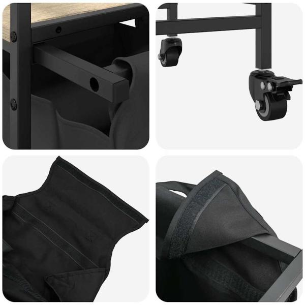 Wäschekorb 3 Fächer mit Rollen Sonoma Eiche