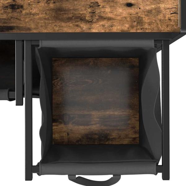 Wäschekorb 3 Fächer mit Rollen Räuchereiche